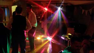 Disco sound activated effects lighting at a wedding party